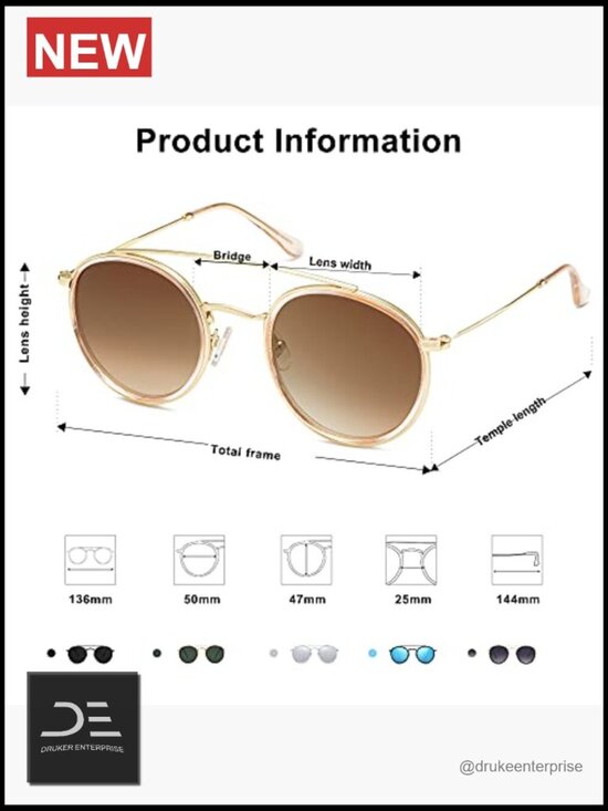 Retro Round Double Bridge Polarized Sunglasses main image 6